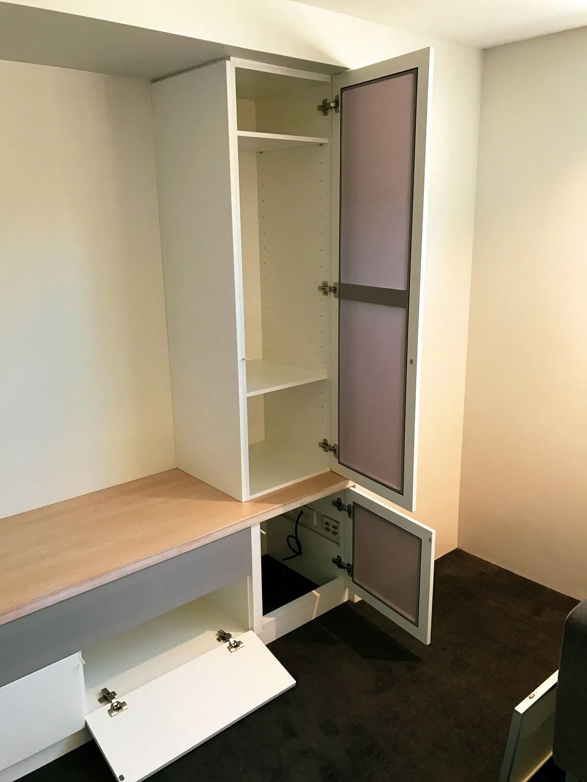 Media wall, storage open