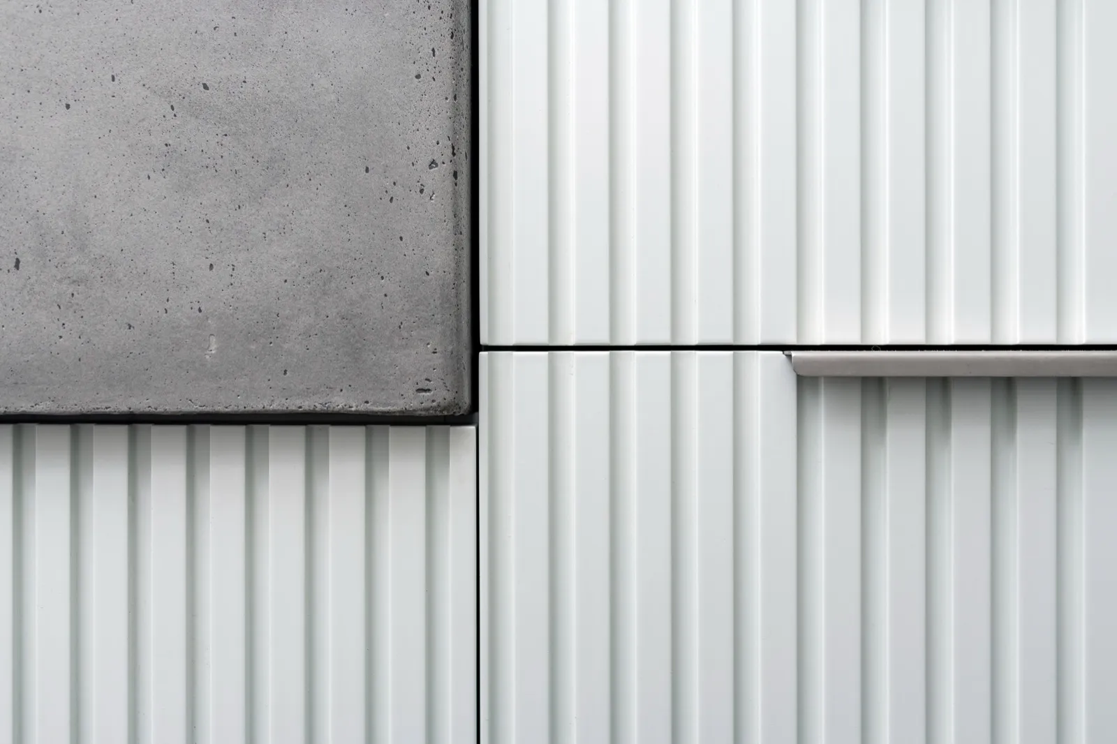 Fluted doors, concrete bench detail