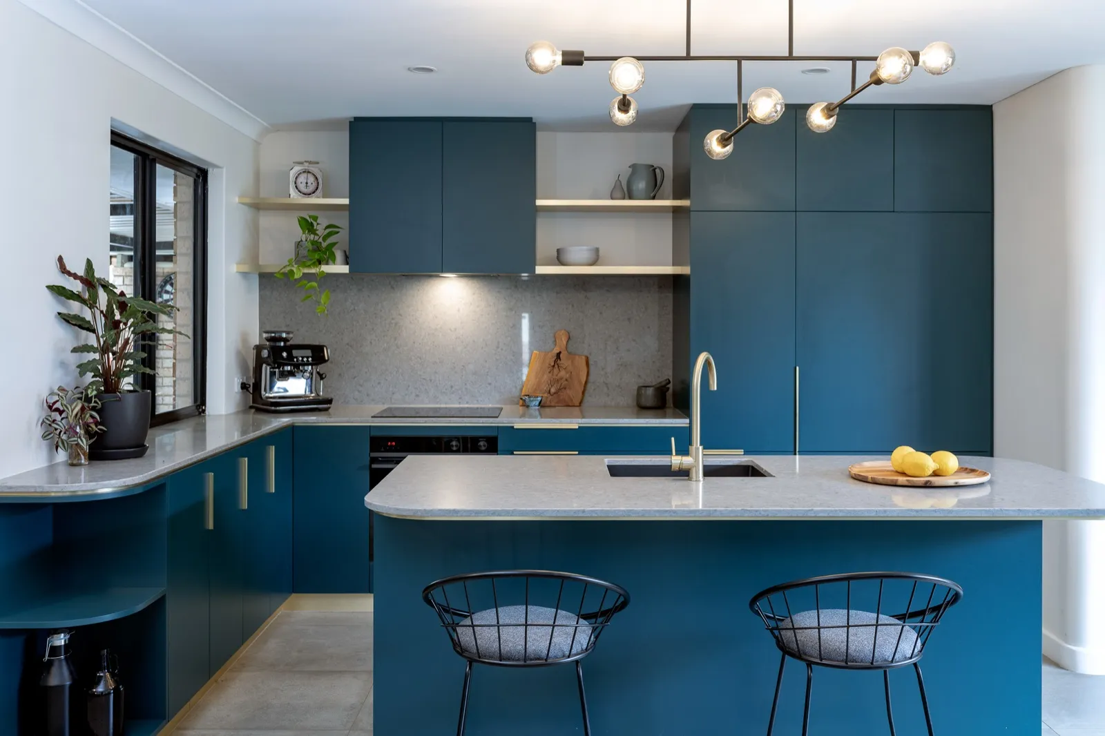 Teal kitchen, full view